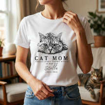 Cute Simple Cat Mum Womens Personalised T-Shirt