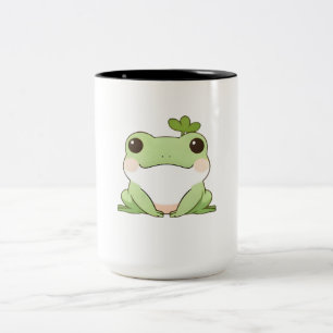 Cute Simple Chibi Frog Nature Kawaii Design Two-Tone Coffee Mug