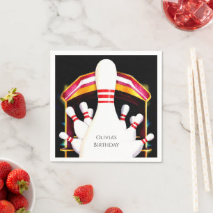 Cute Simple Children's Bowling Birthday Napkin