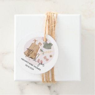 Cute Simple Clothes Pink Baby Shower Thank You Favour Tags