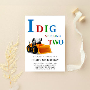 cute simple construction themed boys party  invitation