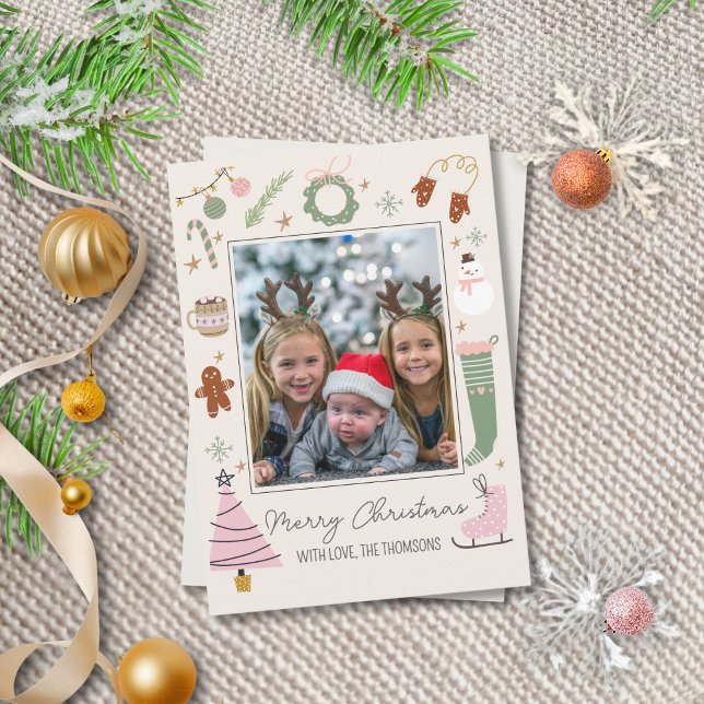 Cute Simple Cosy Pastel Christmas Photo  Holiday Card (Creator Uploaded)
