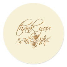 Cute Simple Cream Thank you Classic Round Sticker