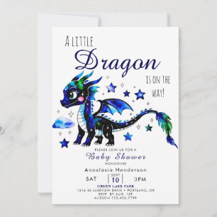 Cute Simple Custom Dragon Boy Baby Shower Invitation