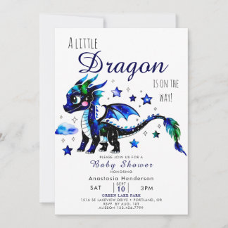 Cute Simple Custom Dragon Boy Baby Shower Invitation