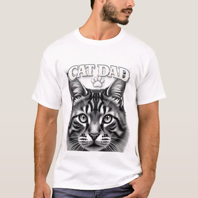 Cute Simple Design Custom Cat Dad Black Cat Lover T-Shirt (Front)