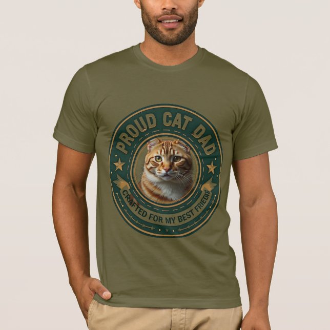 Cute Simple Design Custom Cat Dad Cat Lover T-Shirt (Front)