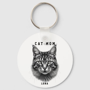 Cute Simple Design Custom Cat Mum Black Cat Lover Key Ring