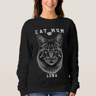 Cute Simple Design Custom Cat Mum Black Cat Lover Sweatshirt