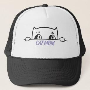 Cute simple design womens black cat lover mom trucker hat