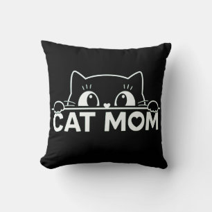 Cute simple design womens black cat lover mum cushion