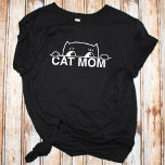 Cute simple design womens black cat lover mum T-Shirt<br><div class="desc">Show your love for cats by wearing this original cute simple design illustration of a black cat hiding and peeking out above the text cat mum! Also makes a fun gift for any cat lover mum!</div>