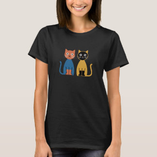 Cute simple design womens black cat lover T-Shirt