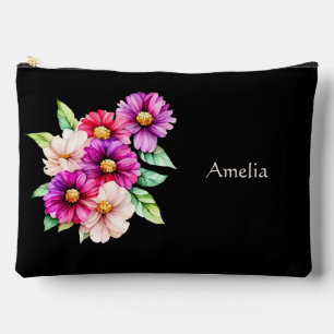 Cute Simple Elegant Girly Flowers Accessory Pouch