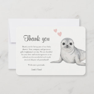 Cute Simple Elegant Watercolor Seal Baby Shower Thank You Card
