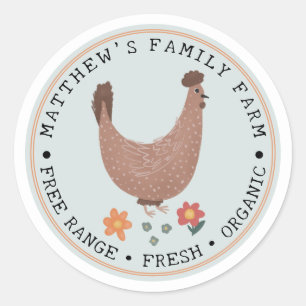 Cute Simple Family Farm Chicken egg box Classic Round Sticker