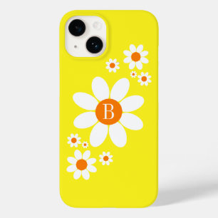 Cute Simple Floral Design Single Initial Yellow Case-Mate iPhone 14 Case