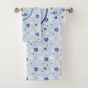 Cute Simple Flower Pattern Bath Towel Set