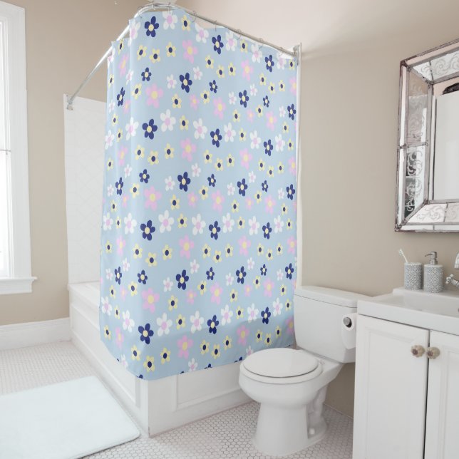 Cute Simple Flower Pattern Shower Curtain (In Situ)
