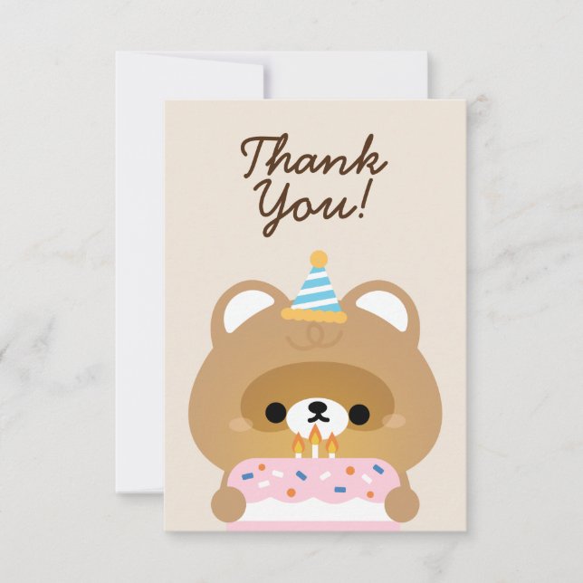 Cute Simple Fun Birthday Party Thank You Card (Front)
