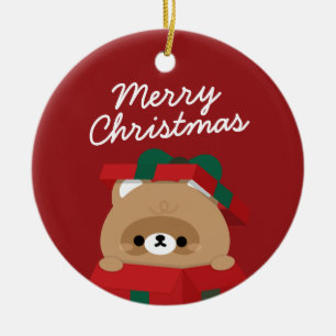 Cute Simple Fun Merry Christmas Ceramic Tree Decoration
