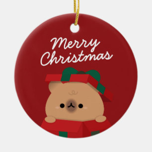 Cute Simple Fun Merry Christmas Ceramic Tree Decoration
