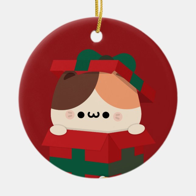 Cute Simple Fun Merry Christmas Ceramic Tree Decoration (Front)