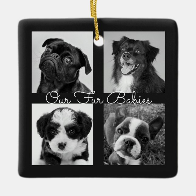 Cute Simple Fur Babies Animal Pet Photo Ceramic Ornament (Front)