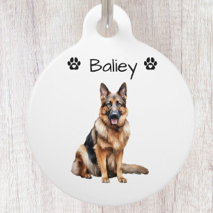 Cute Simple German Shepherd Dog  Pet Tag