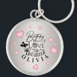 Cute Simple Gifts For Daughters | Typography Key Ring<br><div class="desc">This modern minimalist birthday design is created for a daughter and can also be used for a granddaughter, niece, or anyone who is like a daughter. It is suitable for gifting from parents, grandparents, aunts, uncles, or anyone celebrating a special daughter-like bond. The design focuses on clean calligraphy, refined typography,...</div>