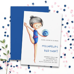 Cute Simple Girl Gymnastics Birthday Party Invitation