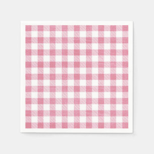 Cute Simple Girly Preppy Pink Gingham Plaid  Napkin