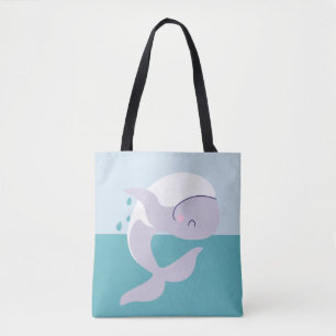 Cute simple graphic leaping whale tote bag