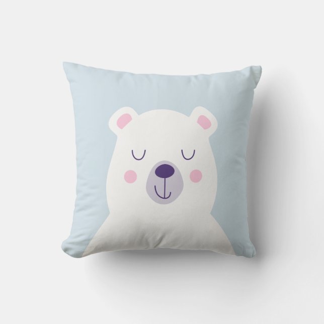 Cute simple graphic polar bear nursery cushion (Front)