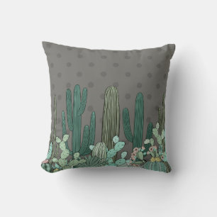 Cute Simple Grey Poka Dot Cactus Cushion
