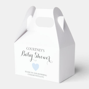 Cute Simple Heart Boy Blue Baby Shower Favour Box