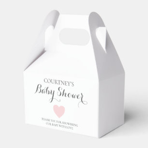 Cute Simple Heart Girl Pink Baby Shower Favour Box
