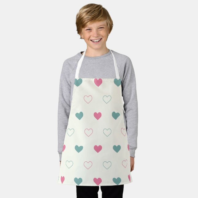 Cute Simple Heart Pattern Apron (Worn)