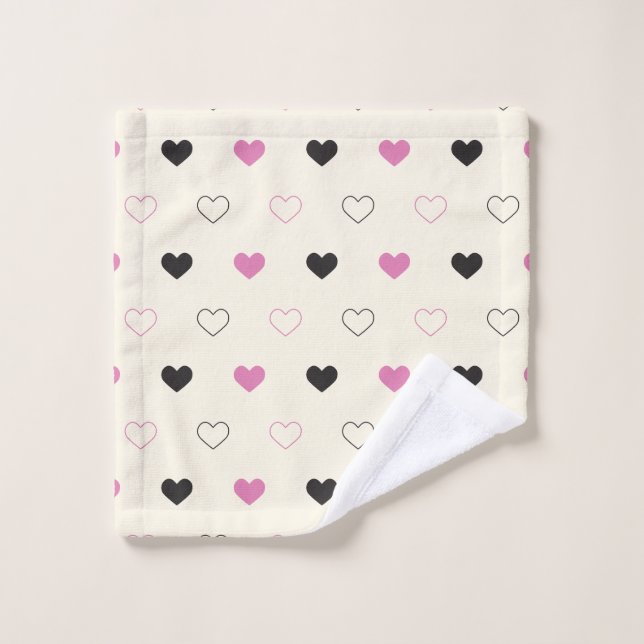 Cute Simple Heart Pattern Bath Towel Set (Wash Cloth)