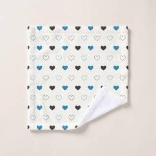 Cute Simple Heart Pattern blue black cream Bath Towel Set