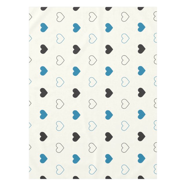 Cute Simple Heart Pattern blue black cream Tablecloth (Front)