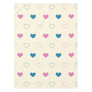 Cute Simple Heart Pattern blue pink cream Tablecloth