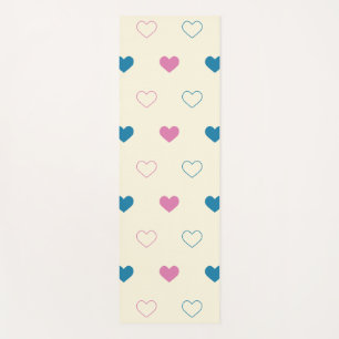 Cute Simple Heart Pattern blue pink cream Yoga Mat