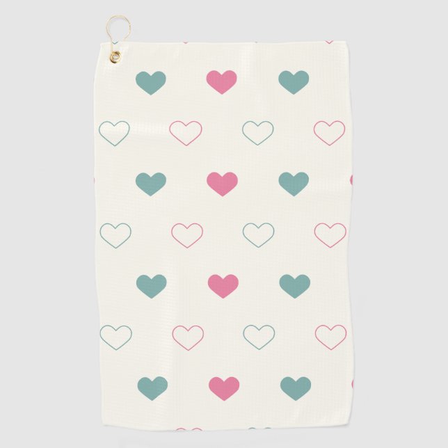 Cute Simple Heart Pattern Golf Towel (Front)