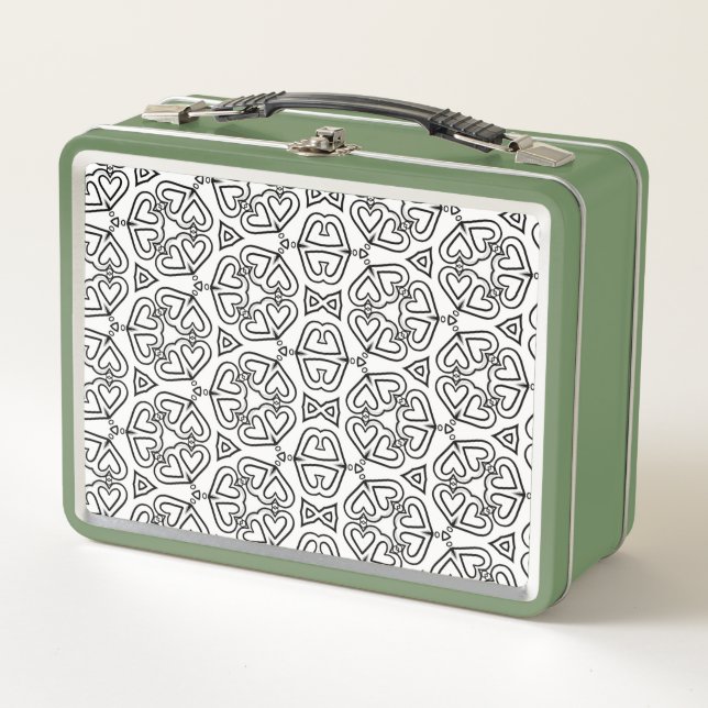 Cute Simple Heart Pattern Metal Lunch Box (Front)