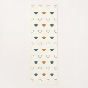 Cute Simple Heart Pattern Orange Cream Green Yoga Mat