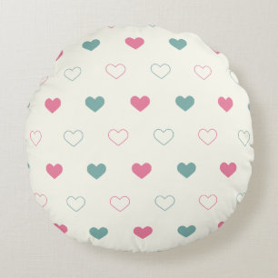 Cute Simple Heart Pattern Round Cushion