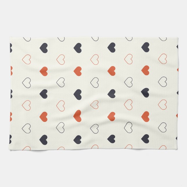 Cute Simple Heart Seamless Pattern  Tea Towel (Horizontal)