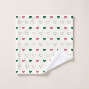 Cute Simple Heart Seamless pink / cream Bath Towel Set