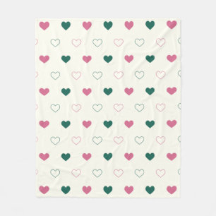 Cute Simple Heart Seamless pink / cream Fleece Blanket